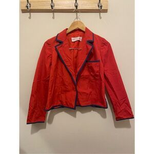 Vintage Giorgio sant Angelo women’s collared red blazer jacket blue trim